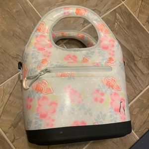 Pink and Blue Floral Lunchbox Cooler Bag with handles